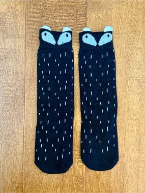 NWT Kids Mini Dressing FOX knee-high socks in Black
